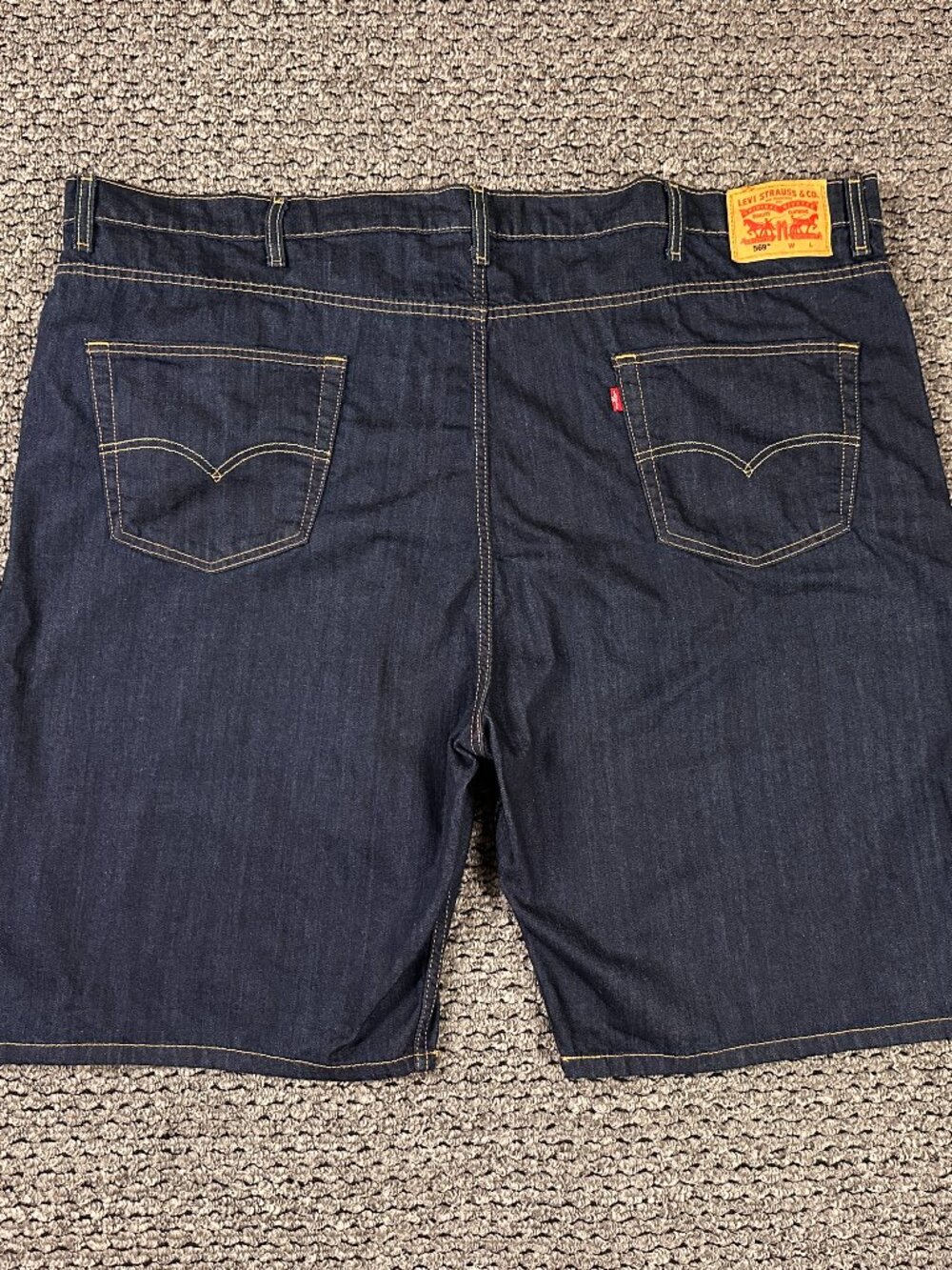 Levis 569 Loose Straight Denim Shorts Mens Blue Jean Shorts 54W Big & Tall Dark
